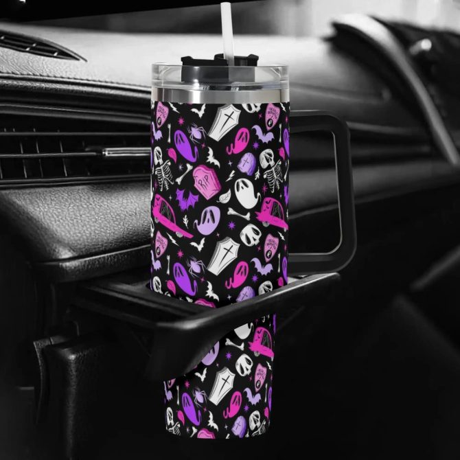 Halloween Dearly Departed Custom Stanley Quencher 40Oz Stainless Steel Tumbler With Handle - Image 5
