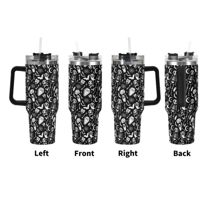 Halloween Dearly Departed Custom Stanley Quencher 40Oz Stainless Steel Tumbler With Handle - Image 2