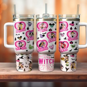 Halloween Disney Princesses Cartoon Custom Stanley Quencher 40Oz Stainless Steel Tumbler With Handle