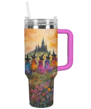Halloween Enchanting Witch Sisters Custom Stanley Quencher 40Oz Stainless Steel Tumbler With Handle