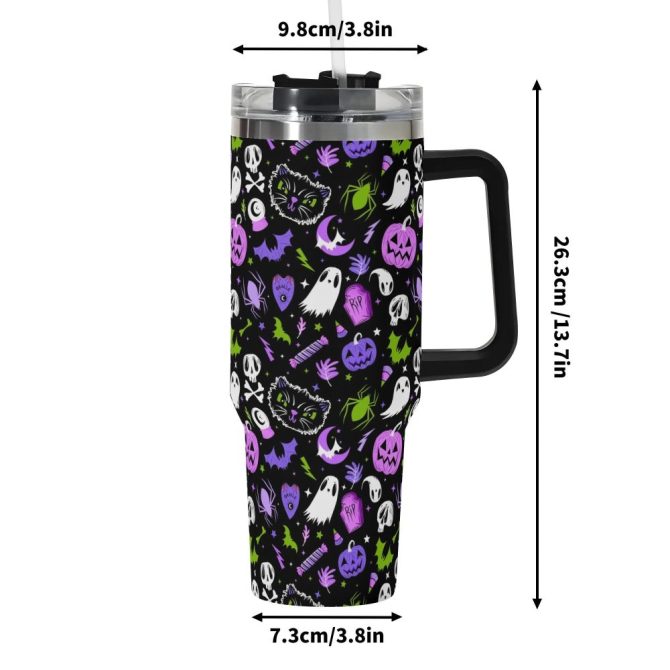 Halloween Everything Spooky Custom Stanley Quencher 40Oz Stainless Steel Tumbler With Handle - Image 6