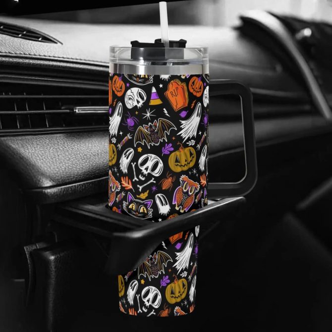 Halloween Everything Spooky Custom Stanley Quencher 40Oz Stainless Steel Tumbler With Handle - Image 5