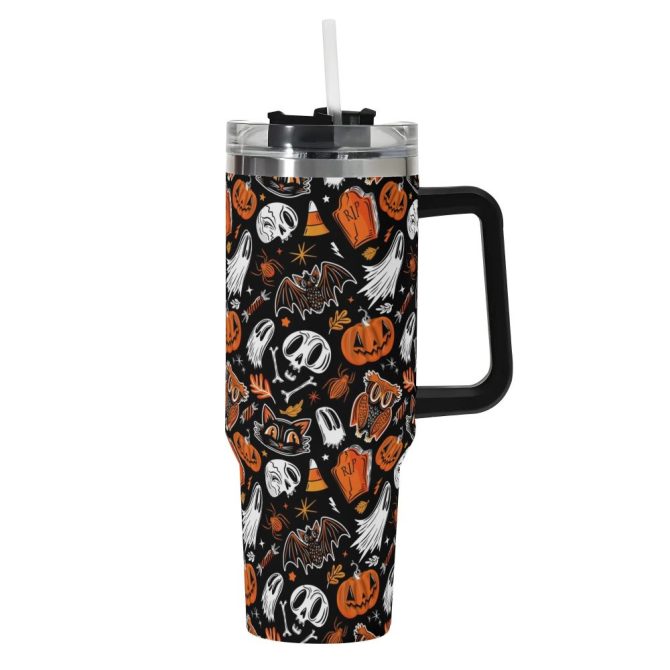 Halloween Everything Spooky Custom Stanley Quencher 40Oz Stainless Steel Tumbler With Handle - Image 2