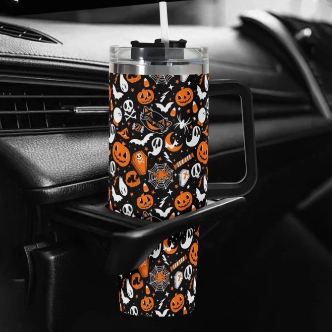 Halloween Everything Spooky Custom Stanley Quencher 40Oz Stainless Steel Tumbler With Handle - Image 5