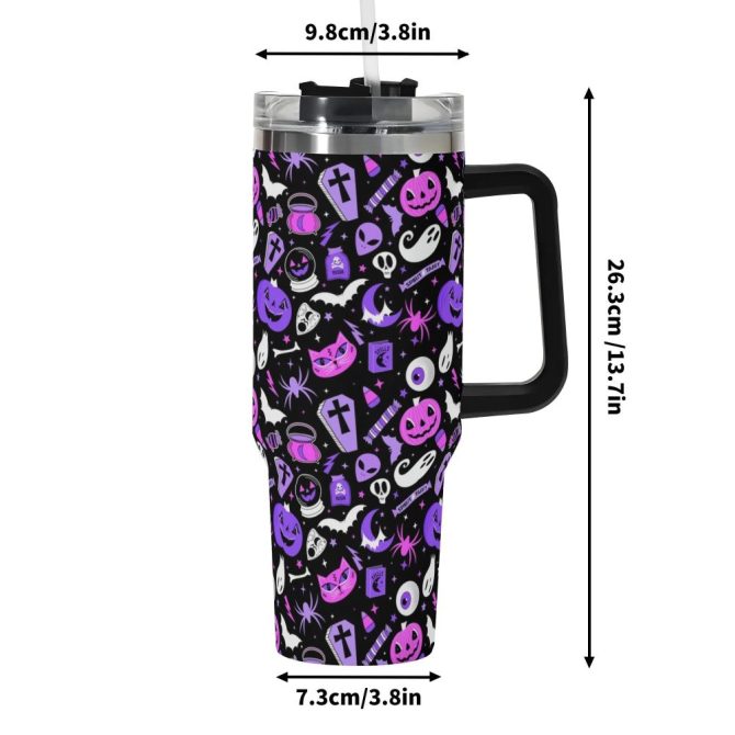 Halloween Everything Spooky Custom Stanley Quencher 40Oz Stainless Steel Tumbler With Handle - Image 6