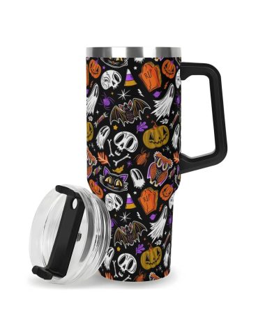 Halloween Everything Spooky Custom Stanley Quencher 40Oz Stainless Steel Tumbler With Handle