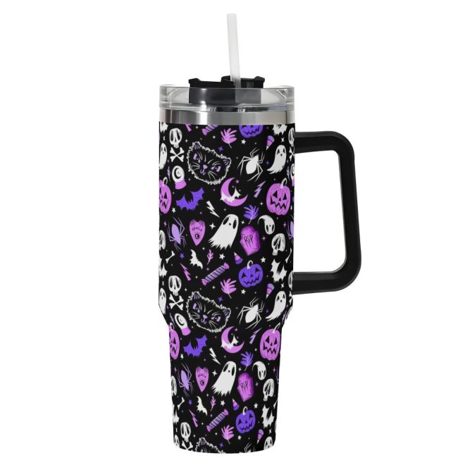 Halloween Everything Spooky Custom Stanley Quencher 40Oz Stainless Steel Tumbler With Handle - Image 2