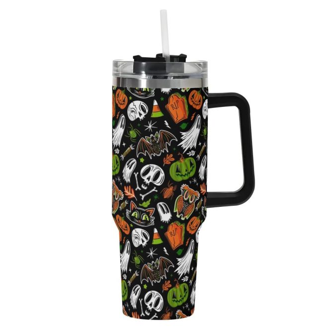 Halloween Everything Spooky Custom Stanley Quencher 40Oz Stainless Steel Tumbler With Handle - Image 2