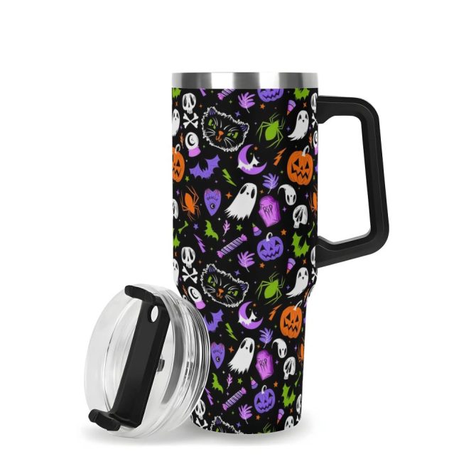Halloween Everything Spooky Custom Stanley Quencher 40Oz Stainless Steel Tumbler With Handle - Image 3