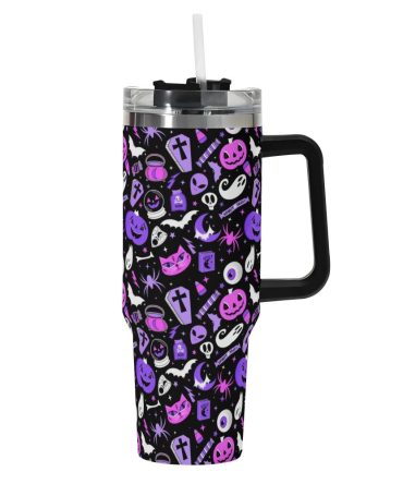 Halloween Everything Spooky Custom Stanley Quencher 40Oz Stainless Steel Tumbler With Handle