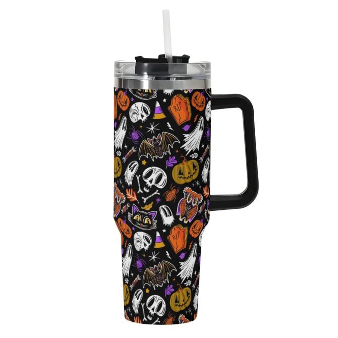Halloween Everything Spooky Custom Stanley Quencher 40Oz Stainless Steel Tumbler With Handle - Image 2