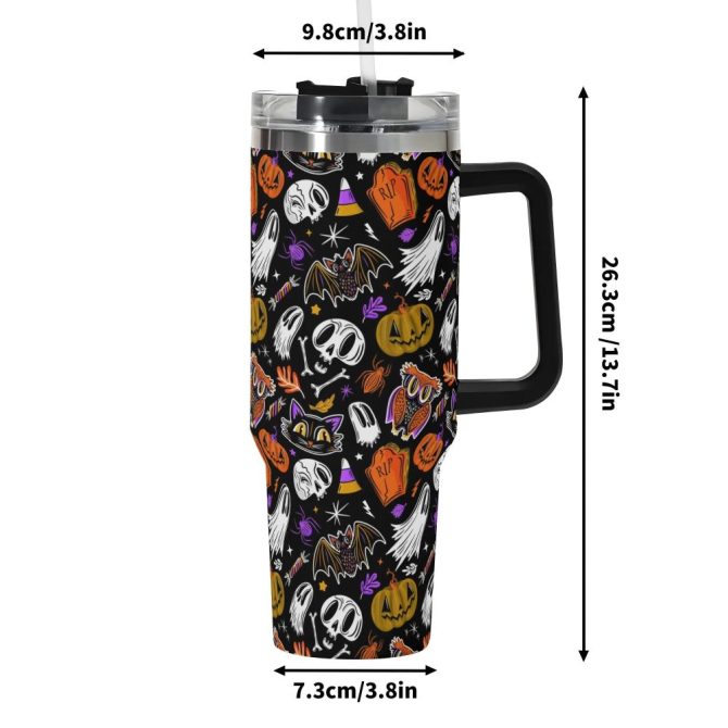 Halloween Everything Spooky Custom Stanley Quencher 40Oz Stainless Steel Tumbler With Handle - Image 6