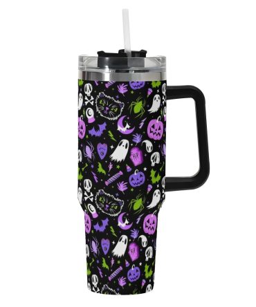 Halloween Everything Spooky Custom Stanley Quencher 40Oz Stainless Steel Tumbler With Handle