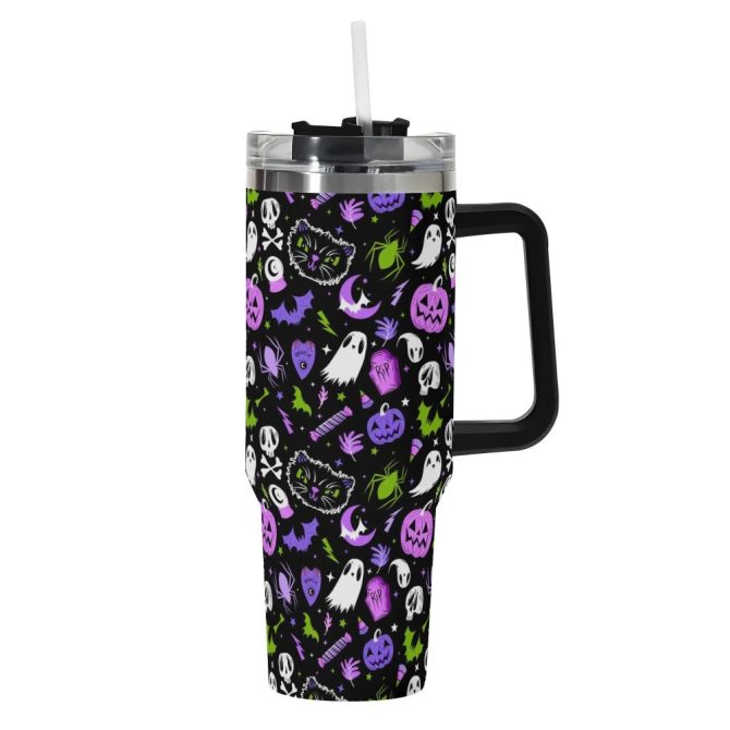 Halloween Everything Spooky Custom Stanley Quencher 40Oz Stainless Steel Tumbler With Handle