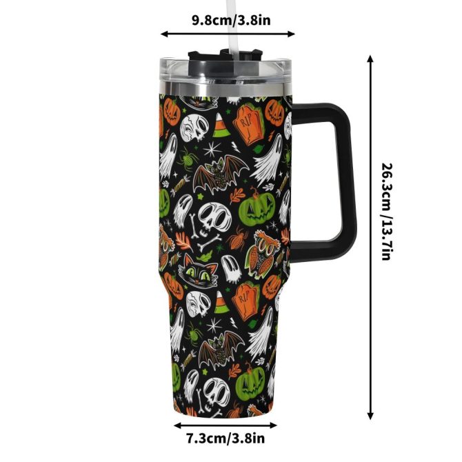 Halloween Everything Spooky Custom Stanley Quencher 40Oz Stainless Steel Tumbler With Handle - Image 6