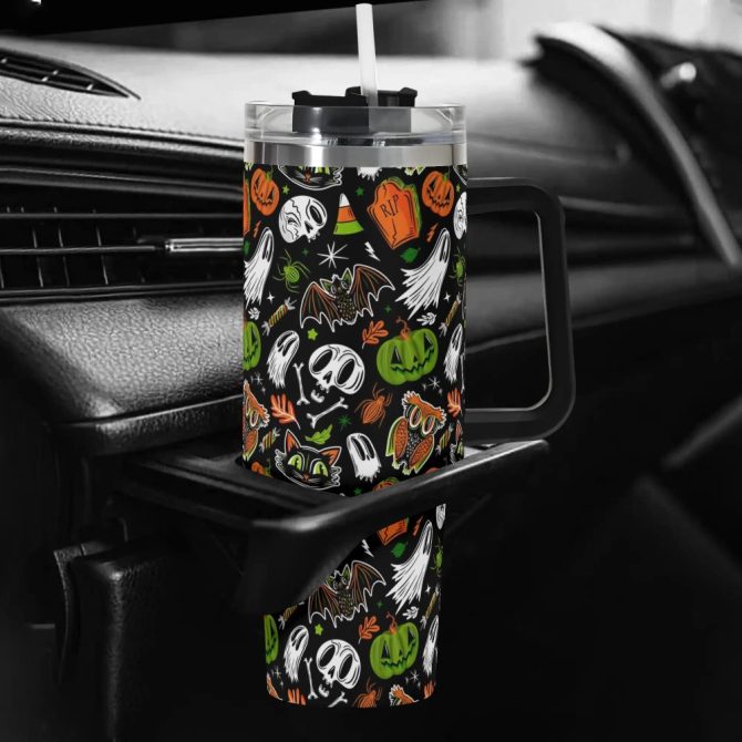 Halloween Everything Spooky Custom Stanley Quencher 40Oz Stainless Steel Tumbler With Handle - Image 5