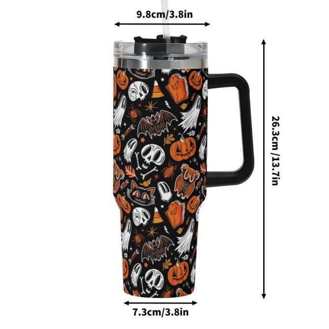 Halloween Everything Spooky Custom Stanley Quencher 40Oz Stainless Steel Tumbler With Handle - Image 6
