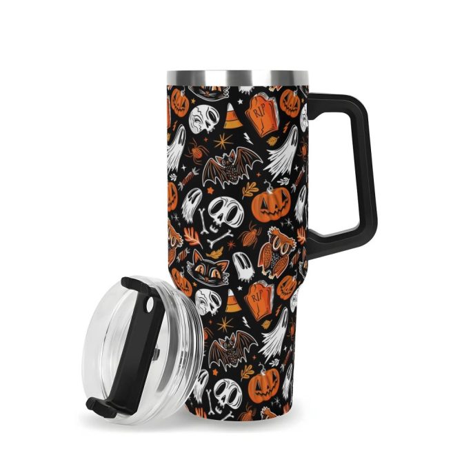 Halloween Everything Spooky Custom Stanley Quencher 40Oz Stainless Steel Tumbler With Handle