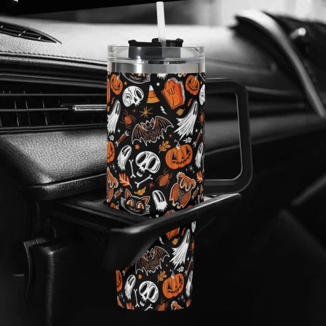 Halloween Everything Spooky Custom Stanley Quencher 40Oz Stainless Steel Tumbler With Handle - Image 5
