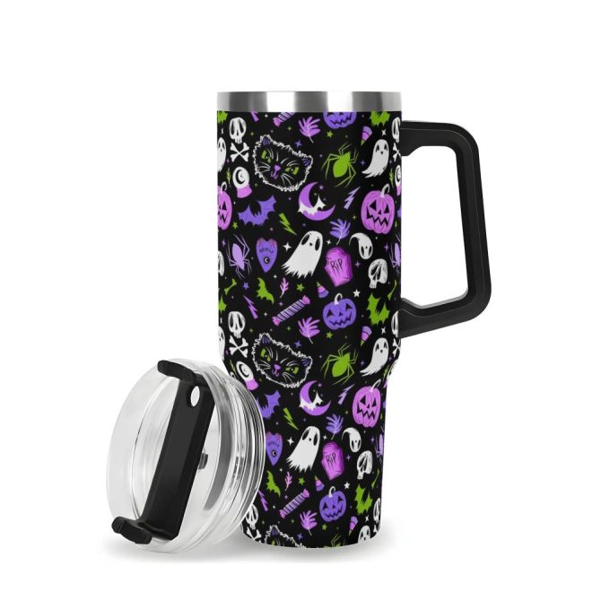 Halloween Everything Spooky Custom Stanley Quencher 40Oz Stainless Steel Tumbler With Handle - Image 3