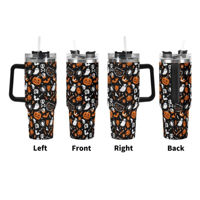 Halloween Everything Spooky Custom Stanley Quencher 40Oz Stainless Steel Tumbler With Handle - Image 3