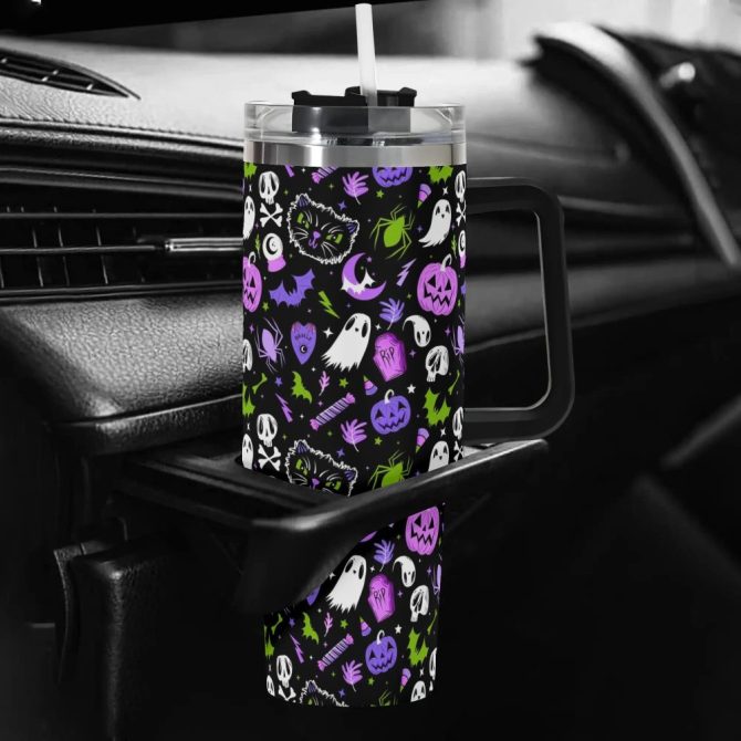 Halloween Everything Spooky Custom Stanley Quencher 40Oz Stainless Steel Tumbler With Handle - Image 5