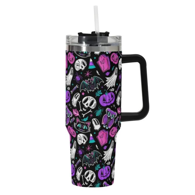 Halloween Everything Spooky Custom Stanley Quencher 40Oz Stainless Steel Tumbler With Handle - Image 2