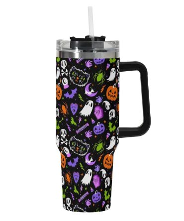Halloween Everything Spooky Custom Stanley Quencher 40Oz Stainless Steel Tumbler With Handle