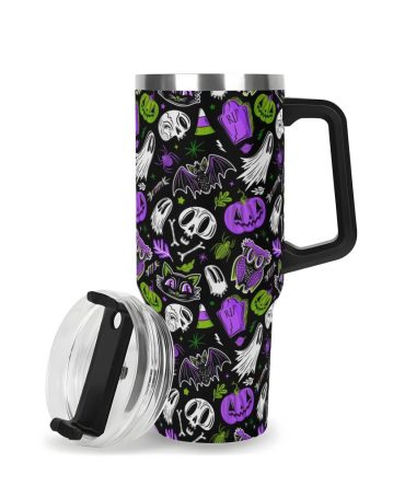 Halloween Everything Spooky Custom Stanley Quencher 40Oz Stainless Steel Tumbler With Handle