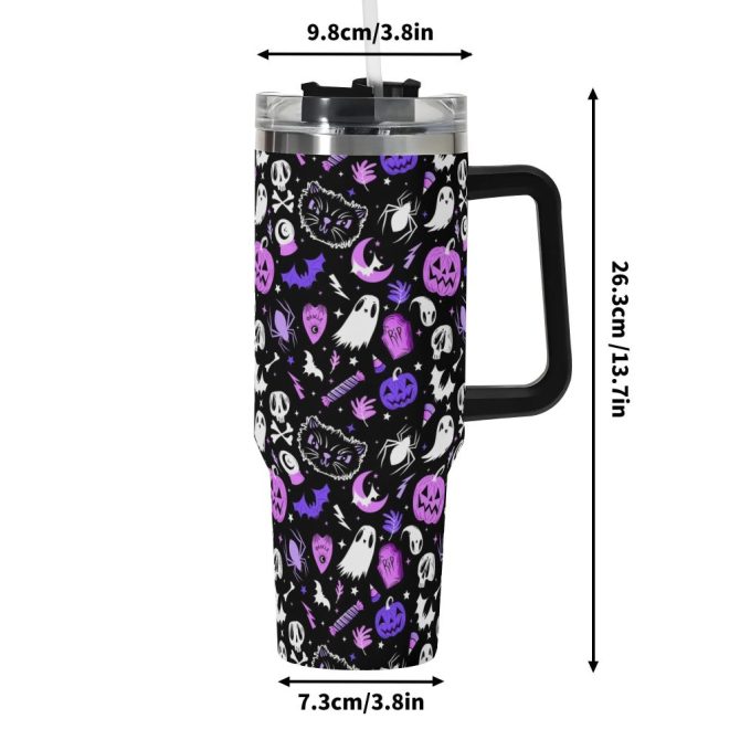 Halloween Everything Spooky Custom Stanley Quencher 40Oz Stainless Steel Tumbler With Handle - Image 6