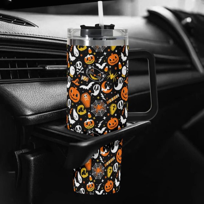 Halloween Everything Spooky Custom Stanley Quencher 40Oz Stainless Steel Tumbler With Handle - Image 5