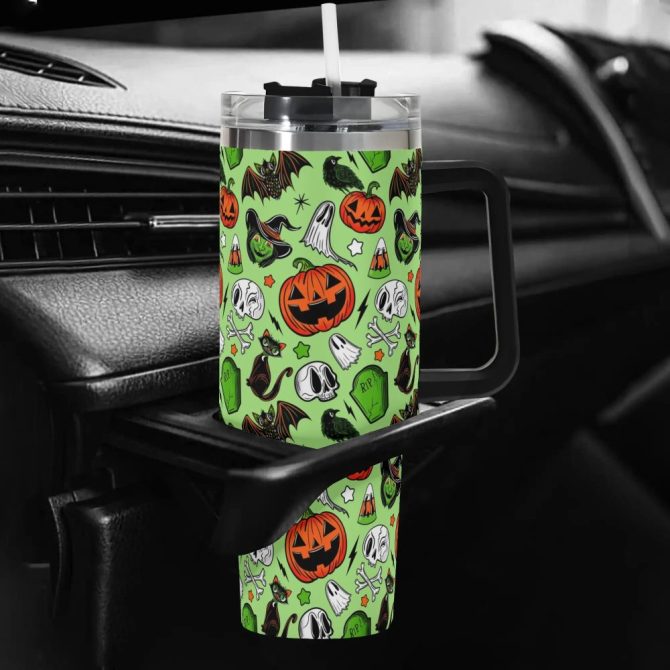 Halloween Forever Spooky Custom Stanley Quencher 40Oz Stainless Steel Tumbler With Handle - Image 5