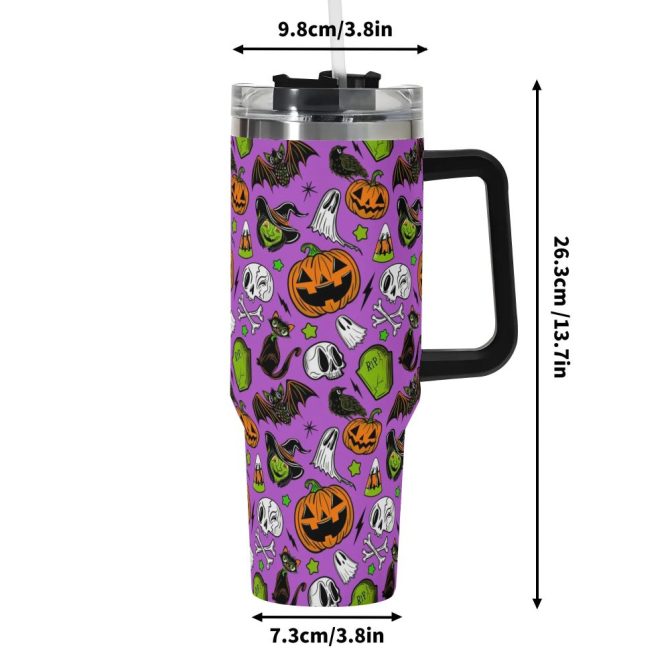 Halloween Forever Spooky Custom Stanley Quencher 40Oz Stainless Steel Tumbler With Handle - Image 6