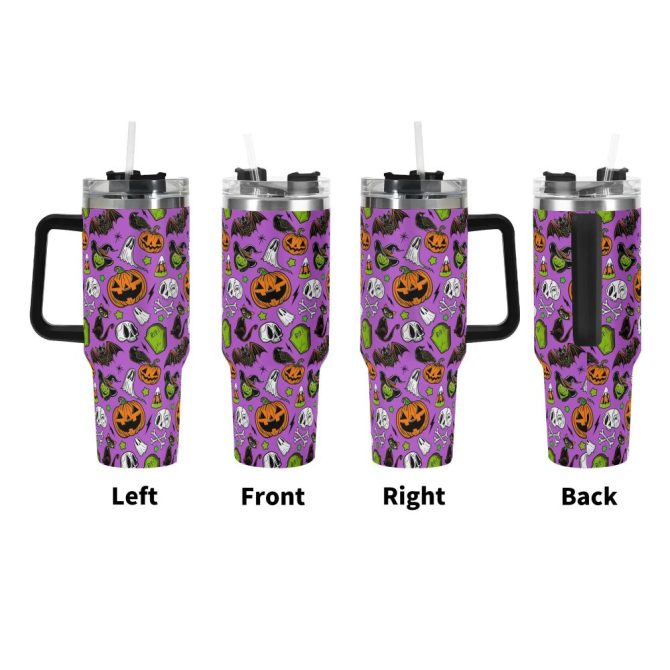 Halloween Forever Spooky Custom Stanley Quencher 40Oz Stainless Steel Tumbler With Handle - Image 2