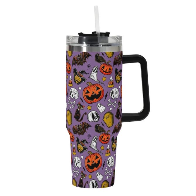 Halloween Forever Spooky Custom Stanley Quencher 40Oz Stainless Steel Tumbler With Handle