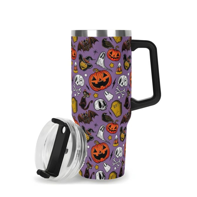 Halloween Forever Spooky Custom Stanley Quencher 40Oz Stainless Steel Tumbler With Handle - Image 3