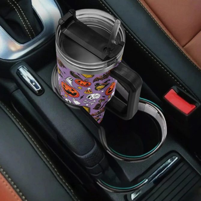 Halloween Forever Spooky Custom Stanley Quencher 40Oz Stainless Steel Tumbler With Handle - Image 4