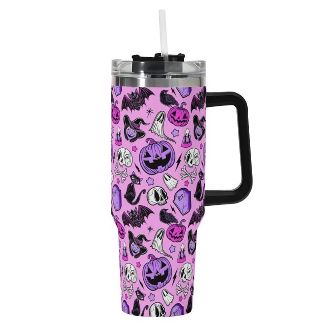 Halloween Forever Spooky Custom Stanley Quencher 40Oz Stainless Steel Tumbler With Handle
