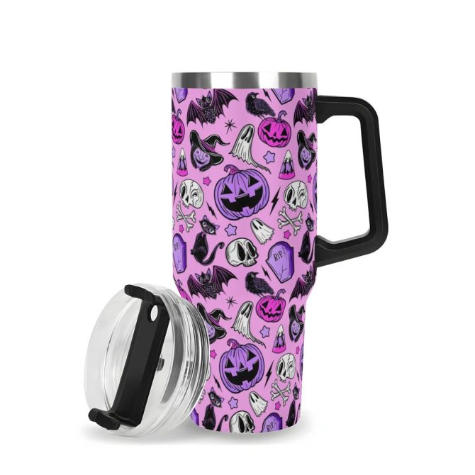 Halloween Forever Spooky Custom Stanley Quencher 40Oz Stainless Steel Tumbler With Handle - Image 3
