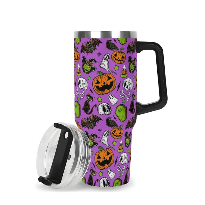 Halloween Forever Spooky Custom Stanley Quencher 40Oz Stainless Steel Tumbler With Handle - Image 3