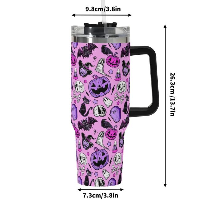 Halloween Forever Spooky Custom Stanley Quencher 40Oz Stainless Steel Tumbler With Handle - Image 6