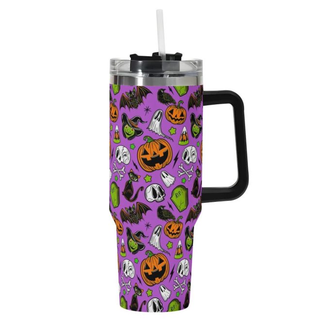 Halloween Forever Spooky Custom Stanley Quencher 40Oz Stainless Steel Tumbler With Handle