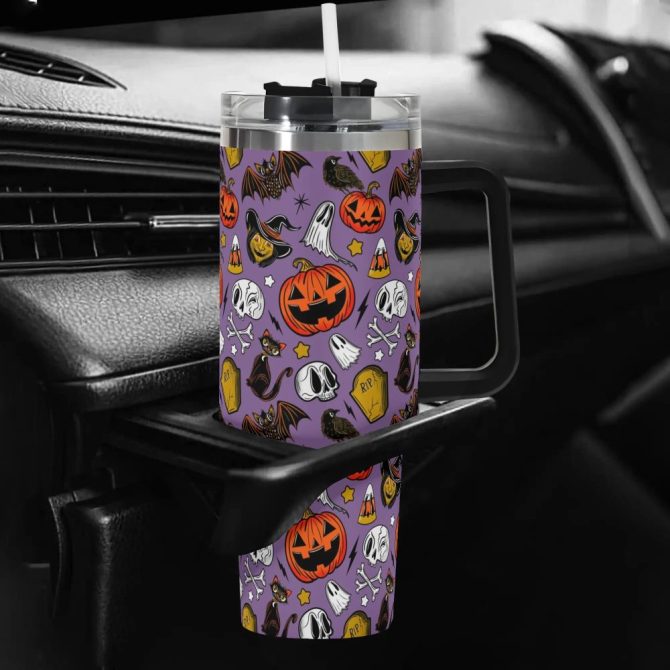 Halloween Forever Spooky Custom Stanley Quencher 40Oz Stainless Steel Tumbler With Handle - Image 5
