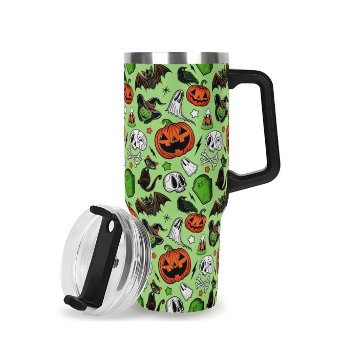 Halloween Forever Spooky Custom Stanley Quencher 40Oz Stainless Steel Tumbler With Handle - Image 3