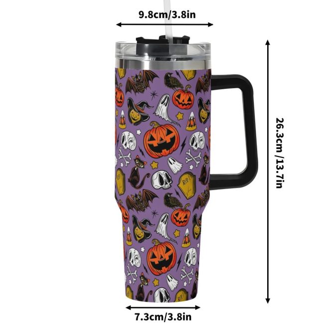 Halloween Forever Spooky Custom Stanley Quencher 40Oz Stainless Steel Tumbler With Handle - Image 6