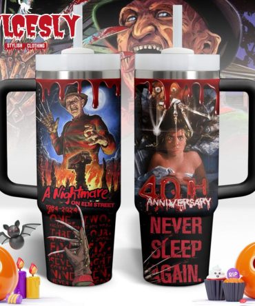 Halloween Freddy Krueger Movies Custom Stanley Quencher 40Oz Stainless Steel Tumbler With Handle