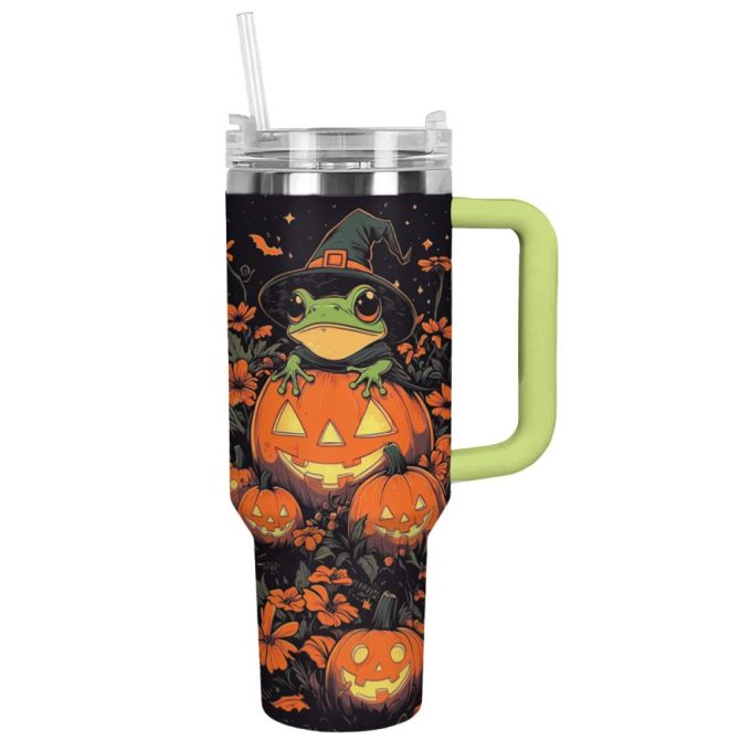Halloween Frog Garden Custom Stanley Quencher 40Oz Stainless Steel Tumbler With Handle