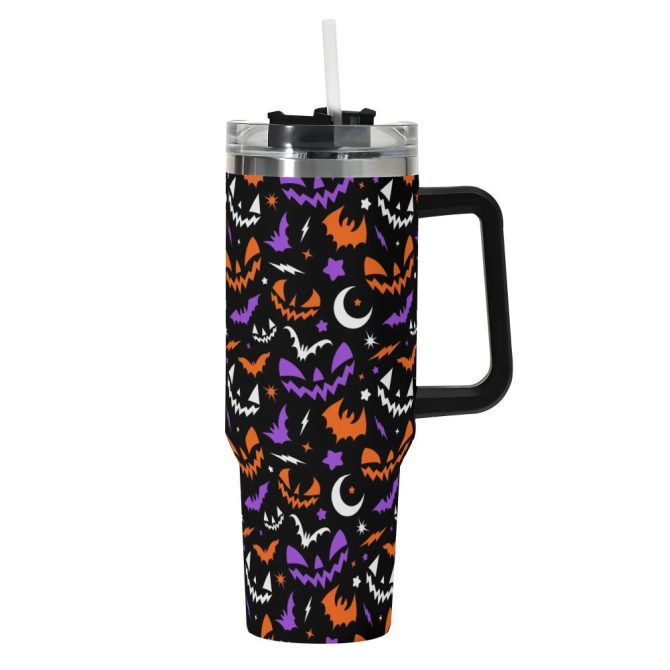 Halloween Fun Frights Retro Cute Custom Stanley Quencher 40Oz Stainless Steel Tumbler With Handle - Image 2