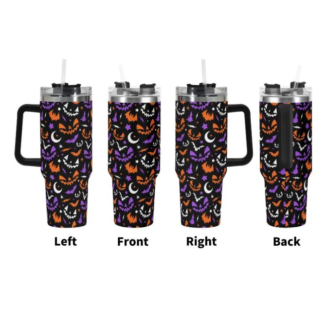 Halloween Fun Frights Retro Cute Custom Stanley Quencher 40Oz Stainless Steel Tumbler With Handle - Image 3