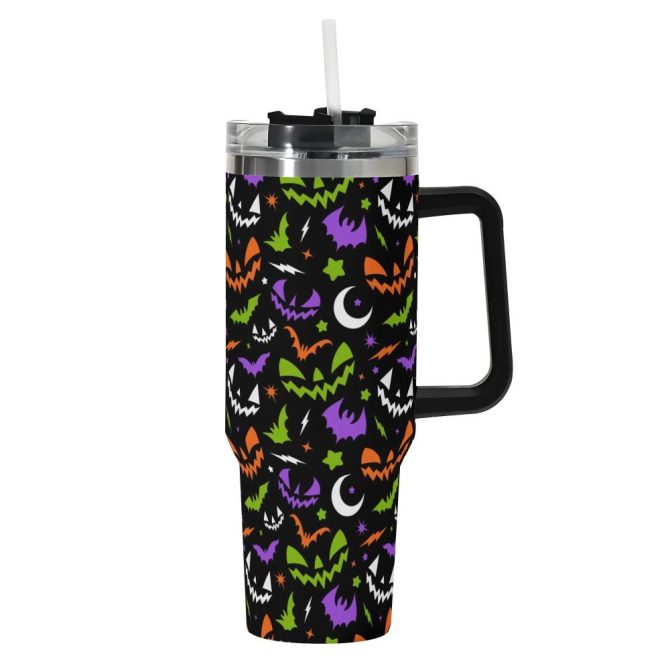 Halloween Fun Frights Retro Cute Custom Stanley Quencher 40Oz Stainless Steel Tumbler With Handle - Image 2